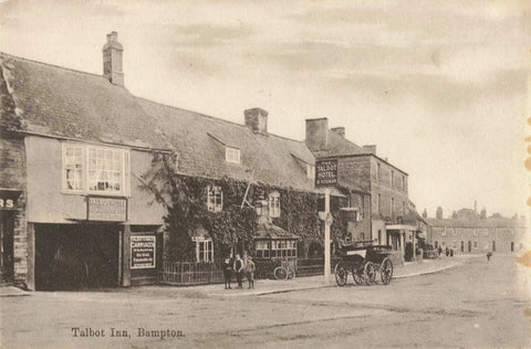 Old postcard of The Talbot Inn, Bampton, Oxfordshire