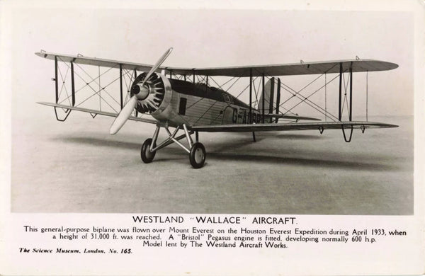 Real photo postcard of aeroplane, Westland "Wallace" Aircraft