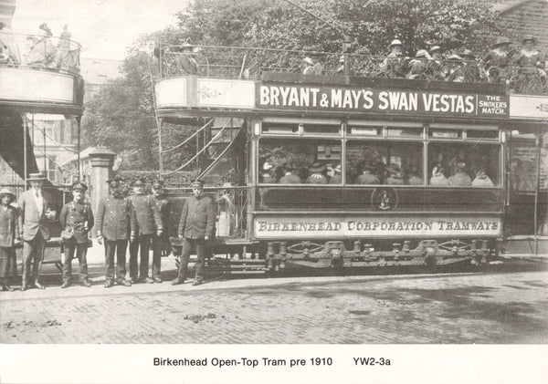 Birkenhead open top tram, pre 1918, modern reproduction postcard