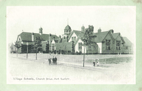 Old postcard of Village Schools, Church Drive, Port Sunlight, Wirral