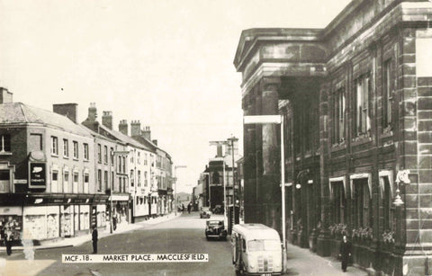 Real photo street scene postcard of Market Place, Macclesfield