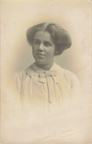 Unidentified lady in Derby, real photo postcard