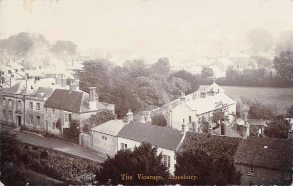 Old real photo postcard of The Vicarage, Amesbury in Wiltshire