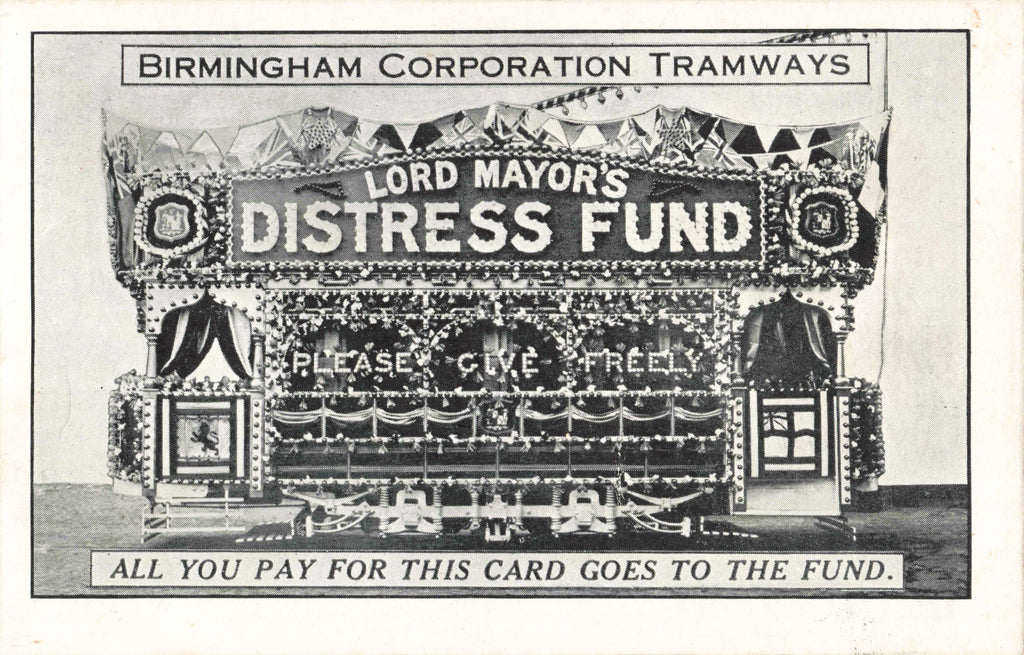 LORD MAYOR'S DISTRESS FUND - BIRMINGHAM TRAMWAYS POSTCARD (ref 5178/22/W5)