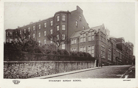 Old real photo postcard of Stockport Sunday School