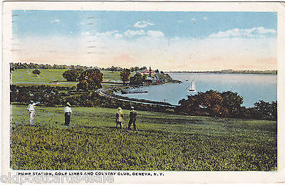 PUMP STATION, GOLF LINKS AND COUNTRY CLUB, GENEVA, N.Y - 1922 POSTCARD (ref 4820)