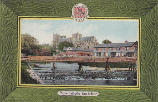 Old postcard of Ripon Cathedral from the River