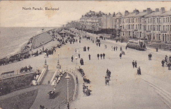 Old postcard of North Parade, Blackpool