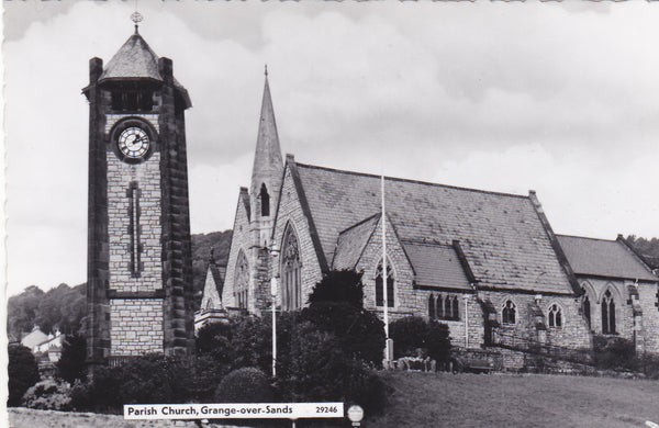 Real photo postcard of the Parish Church, Grange-over-Sands