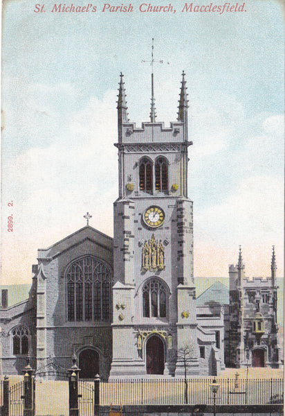 ST MICHAEL'S PARISH CHURCH, MACCLESFIELD CHESHIRE, OLD  POSTCARD (ref 063/16)