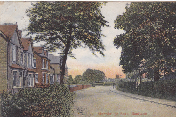 Old postcard of Shrewbridge Road, Nantwich in Cheshire