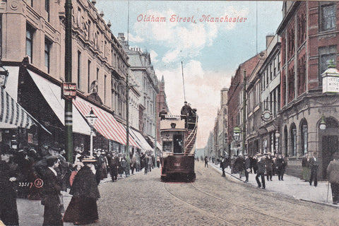 OLDHAM STREET, MANCHESTER - TRAM - OLD POSTCARD (ref 2602/20/11B)