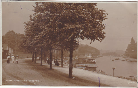 Old real photo postcard of River Dee, Chester