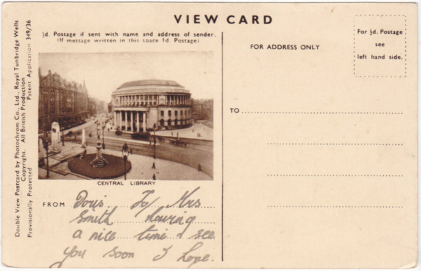 ST ANN'S SQUARE, MANCHESTER - DOUBLE VIEW VINTAGE POSTCARD (ref 6530/20)