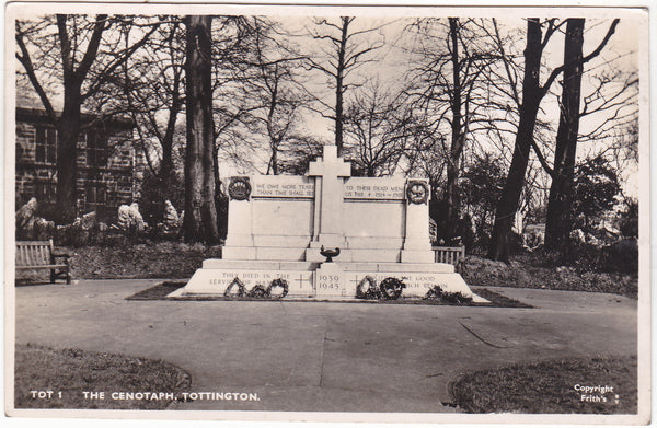 Old real photo postcard of Cenotaph, Tottington nr Bury